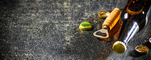 Sticker - Beer in glasses and bottle opener.