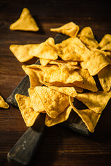 Canvas Print - Corn chips with avocado sauce.