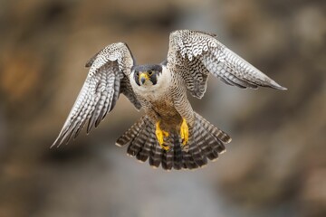 closeup of a peregrine falcon during flight. falco peregrinus.