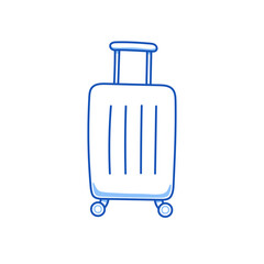 Canvas Print - Luggage suitcase doodle. Hand drawn sketch doodle style luggage suitcase. Blue pen line stroke isolated element. Travel, trip concept. Vector illustration.