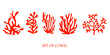 Set of underwater coral reef plants. Coral elements collection