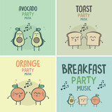 Fototapeta Pokój dzieciecy - Avocado Toast and Orange Breakfast Good Morning Party Music	