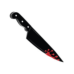 Knife with blood isolated on a white background. Vector illustration.