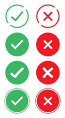 Aufkleber - Right and Wrong icon symbol set in different styles. checkmark and X mark icon. check and uncheck icon vector. validation icon vector. for apps and websites.