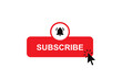 Subscribe button with notification bell icon alarm symbol, mouse cursor click icon. subscribed lower third banner button. Vector illustration