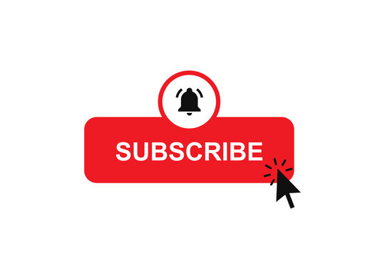 subscribe button with notification bell icon alarm symbol, mouse cursor click icon. subscribed lower