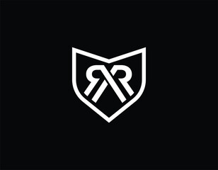 Sticker - Simple Black Shield Letter RR Logo Type Design Template