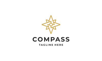 Wall Mural - Compass line logo design vector