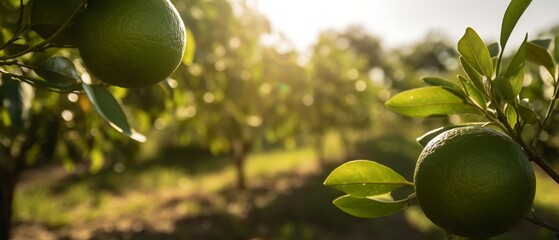 Wall Mural - Limes in Orchard at Evening Sun Generative Ai