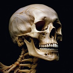 Anatomy human structure. Highly detailed human skull. Human bones. Medicine concept. Generative AI technology