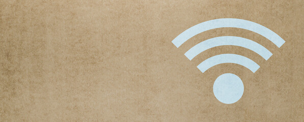 Wall Mural - Wifi icon on brown background.