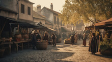 Market In A Medieval European City