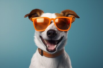 Wall Mural - background dog funny sunglasses copy isolated smile portrait pet animal cute space. Generative AI.