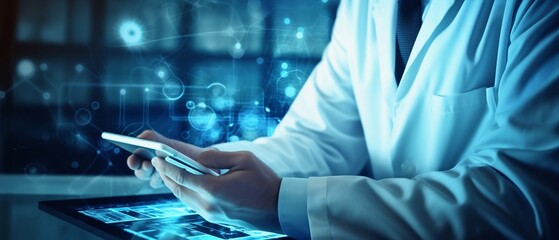 Doctor with Tablet Checking Patient's Stats. Generative ai