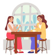 Illustration of women spending time together in a cafe