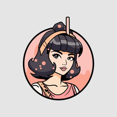 girl with hair beauty logo