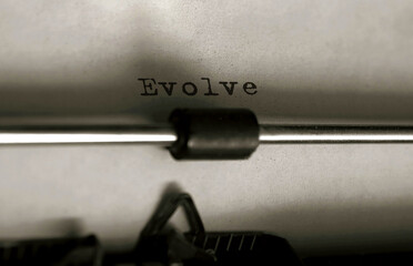 Wall Mural - Text evolve typed on retro typewriter