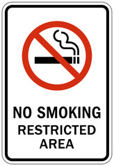 Wall Mural - Restricted area warning sign and labels no smoking