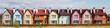 Colorful stucco traditional private townhouses. Residential architecture exterior. Created with generative Ai