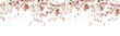 © satika - Watercolor painted seamless border on white background. Orange and pink autumn wild flowers, branches, leaves and twigs
