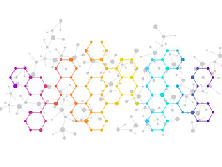 Abstract hexagonal molecules, molecular structure of DNA. Technology background and science design