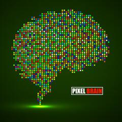 Wall Mural - Abstract human brain of pixels. Vector logo