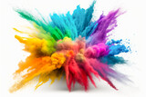 Fototapeta Motyle - explosion of colored powder white background. abstract colored background. Generative ai