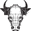 Bull head tech logo technology. Logo design regarding bull. Print design of cyber bull head.