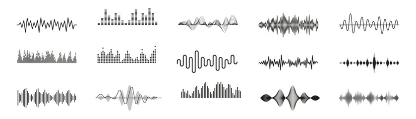 Sound wave set. Voice record icon set. Vector illustration