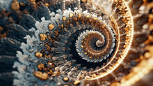 Beautifully Generated Mandelbrot Fractals In Vibrant Colors Of Gold, Silver, Black And Natural Colors In 3D And 2D. Use As Backdrops And Backgrounds. Explore Diverse Shapes. , Generative AI, Generativ