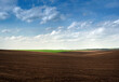 © pavlobaliukh - colorful hills of plowed dark land and green fields panoramic view