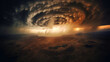 Whirling clouds creating a mesmerizing vortex in the heart of a storm Generative AI