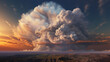 An expansive view of billowing cumulonimbus clouds stretching towards the heavens Generative AI