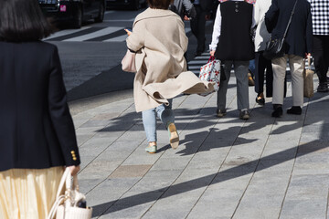 Sticker - crowd of people walking in the city