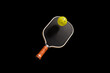 Black Pickleball Paddle on Black with Ball