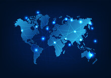 World Map Technology Background High-speed Internet Network Connection That Covers The Whole World It Is A Technology That Helps In Transmitting Information, Communicating, Doing Business