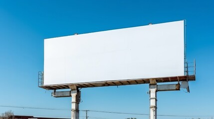 Wall Mural - Mockup Colossal white clear bulletin or white advance notice spot appeared on the open look at against the blue sky establishment. Creative resource, AI Generated