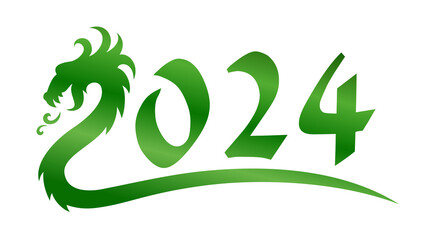 Sticker - The symbol of 2024 with green dragons.
