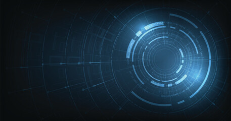 Poster - Circular digital background. Futuristic Circular digital technology background.High-tech circular connection system concept.