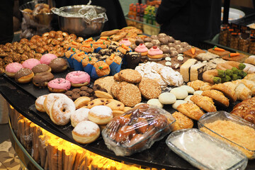 Mix of sweet cookies at bakery 