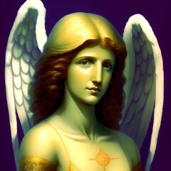 Canvas Print - Archangel Raphael - Angel of Miracles and Healing, Generative AI Illustration