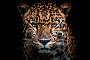 Jaguar portrait on black background, Generative AI