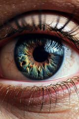 Leinwandbilder -  A close-up photograph of a person's eyes filled with determination and resilience, capturing the spirit of hope and the unwavering belief in a better future.  Generative AI technology.
