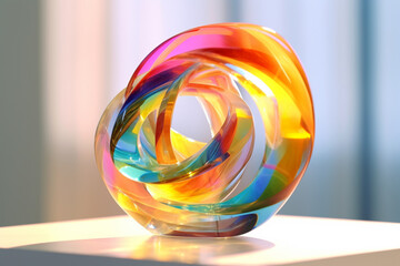 Aufkleber -  An abstract sculpture made of transparent materials, capturing the essence of lightness and transparency associated with clear energy.  Generative AI technology.
