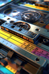 Leinwandbilder - An image of an audio cassette tape in the process of being rewound or fast-forwarded, representing the control and customization of music playback.  Generative AI technology.