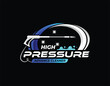 High Pressure Power Wash Blue Black Silver Logo Design Template