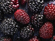 A basket of fresh Marionberries on display at the market Generative AI
