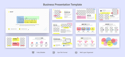 Wall Mural - Creative business powerpoint presentation slides template design set