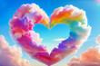 Beautiful colorful clouds in heart shape for valentine day background. generative ai.