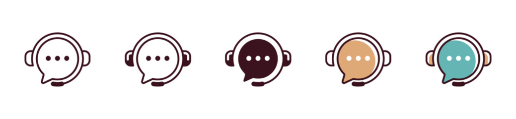 Poster - simple bubble speech customer service and support icon vector hotline assist center for client management illustration